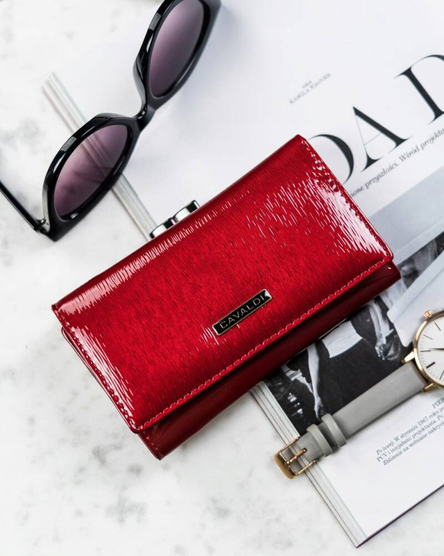 4U Cavaldi Lakierowany Duży portfel damski ze skóry naturalnej portmonetka