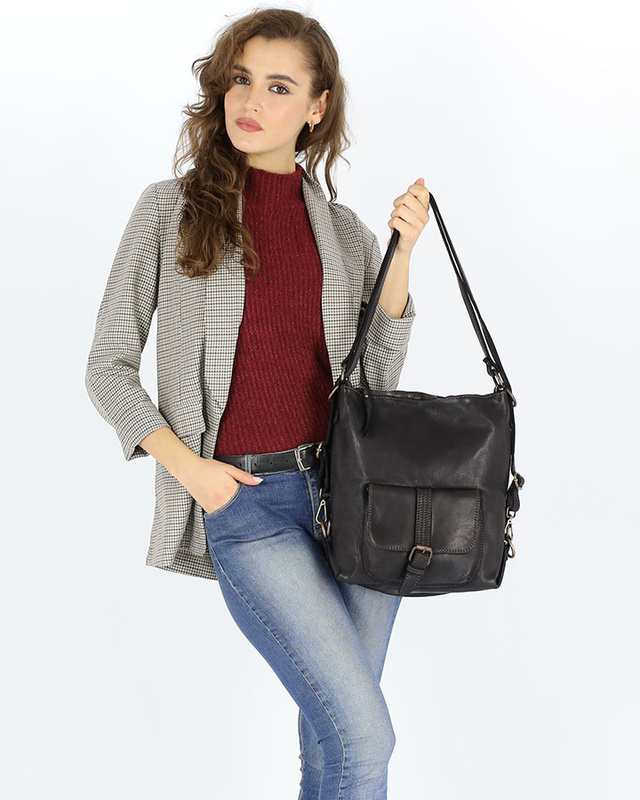 Torba skórzana dla wymagających z opcją plecak old school leather bag - MARCO MAZZINI czarny