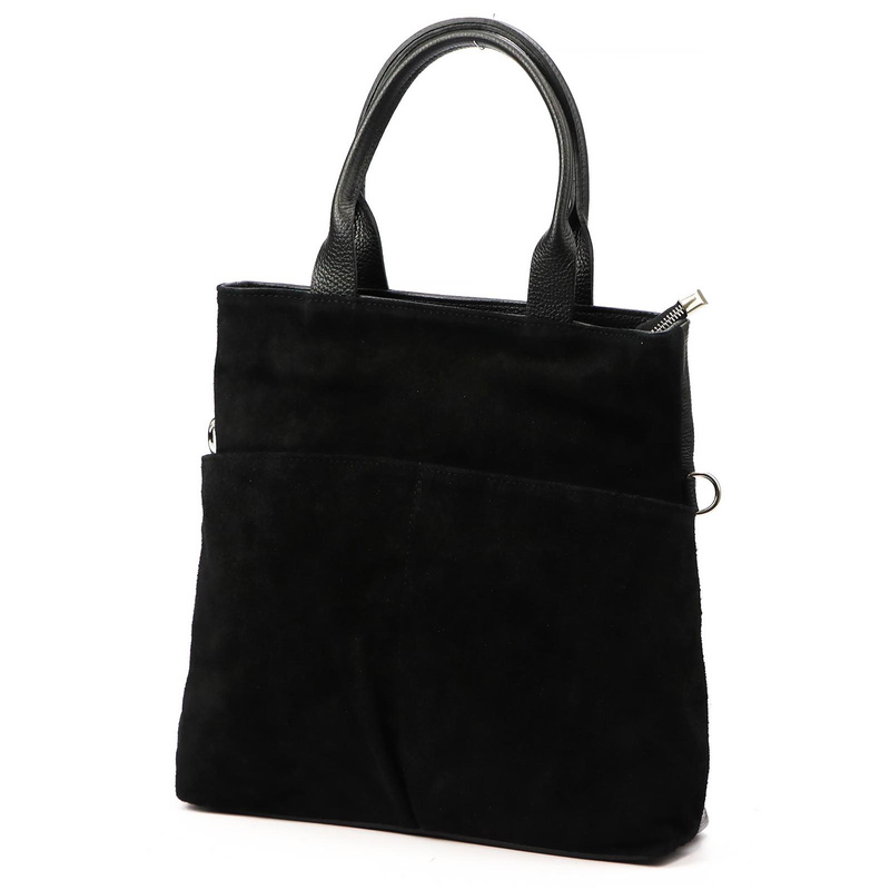 Vera Pelle damska torebka na ramię skórzana shopperbag z kieszeniami duża