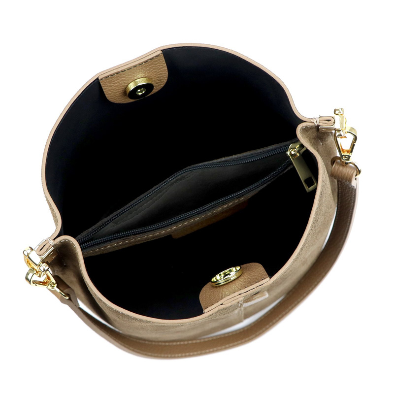 Luka Skórzana Zamszowa damska listonoszka z organizerem torebka przez ramię