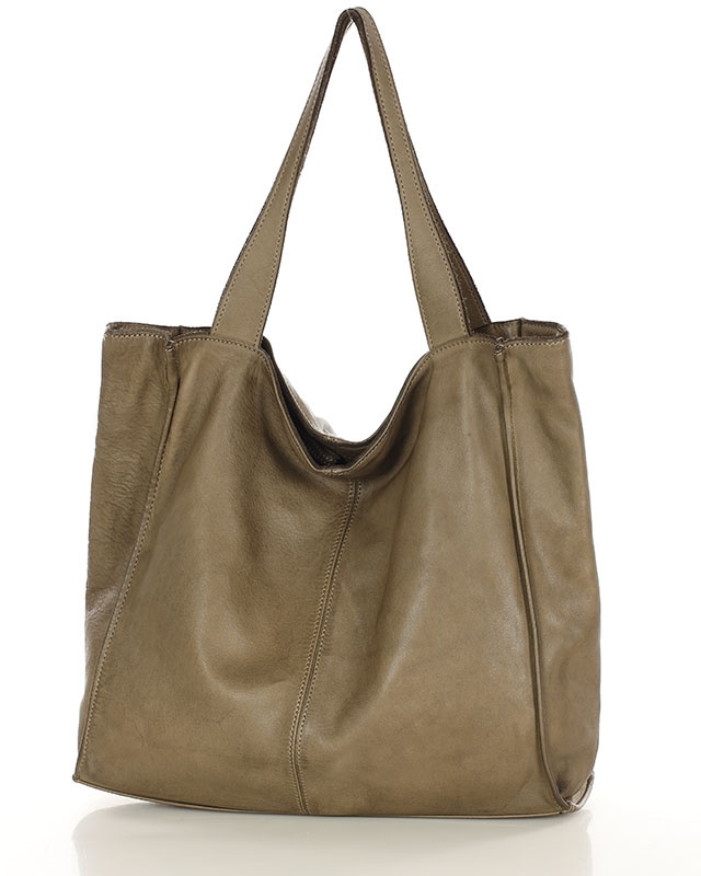 MARCO MAZZINI Torebka miejski shopper bag skóra naturalna handmade beżowa cappuccino