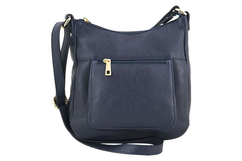 Modna włoska listonoszka skórzana - Zielony ciemny