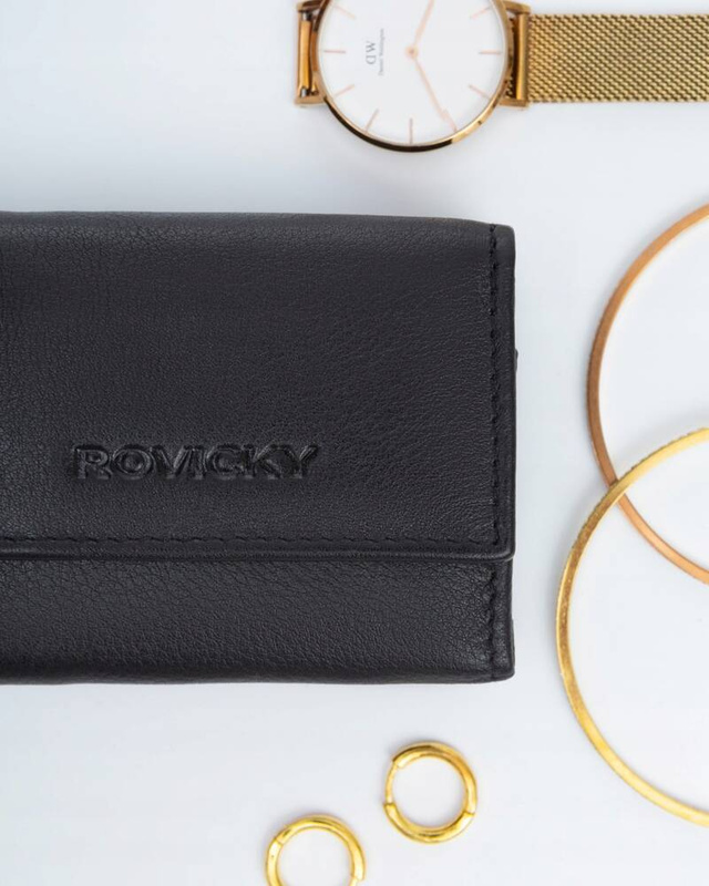 Rovicky Portfel Damski Mała Portmonetka Skóra Naturalna Przegrody Kieszeń