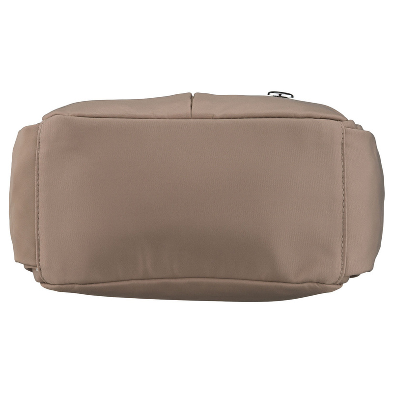 Beżowa listonoszka damska z poliestru zawieszona na szerokim pasku, dwukomorowa - Peterson