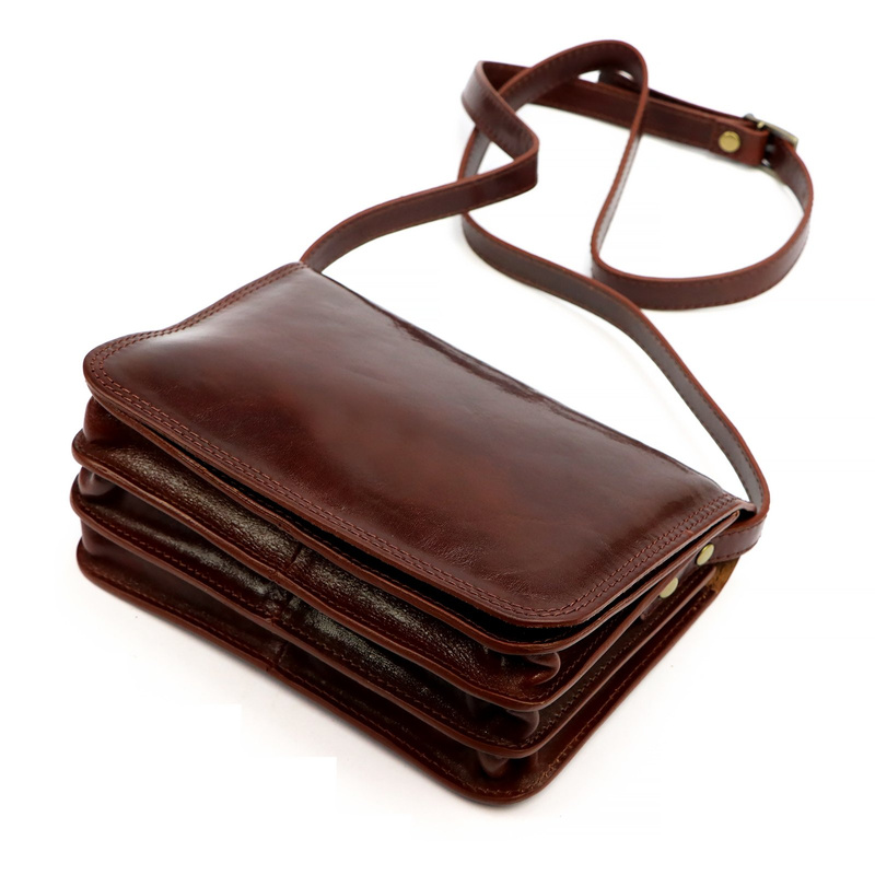 Florence damska listonoszka 3 komory torebka na ramię skóra naturalna