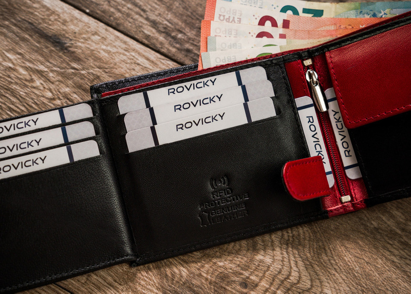 Zgrabny męski skórzany portfel z RFID od Rovicky