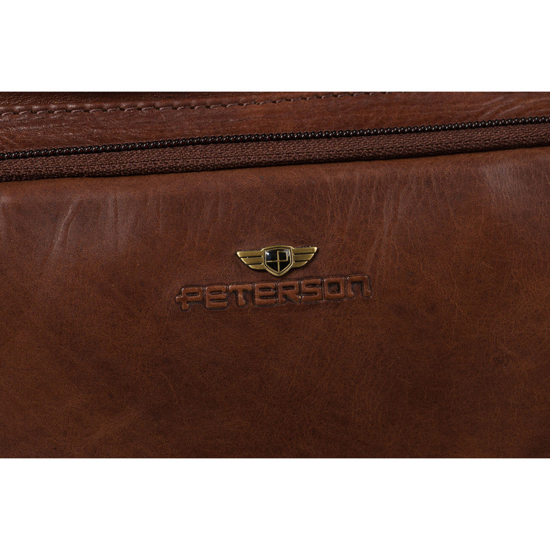 Klasyczna skórzana nerka męska na biodra w brązowym kolorze - Peterson