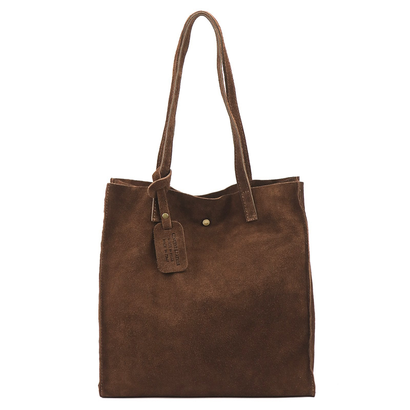 Luka Zamszowa duża damska shopperbag torebka na ramię z kosmetyczką