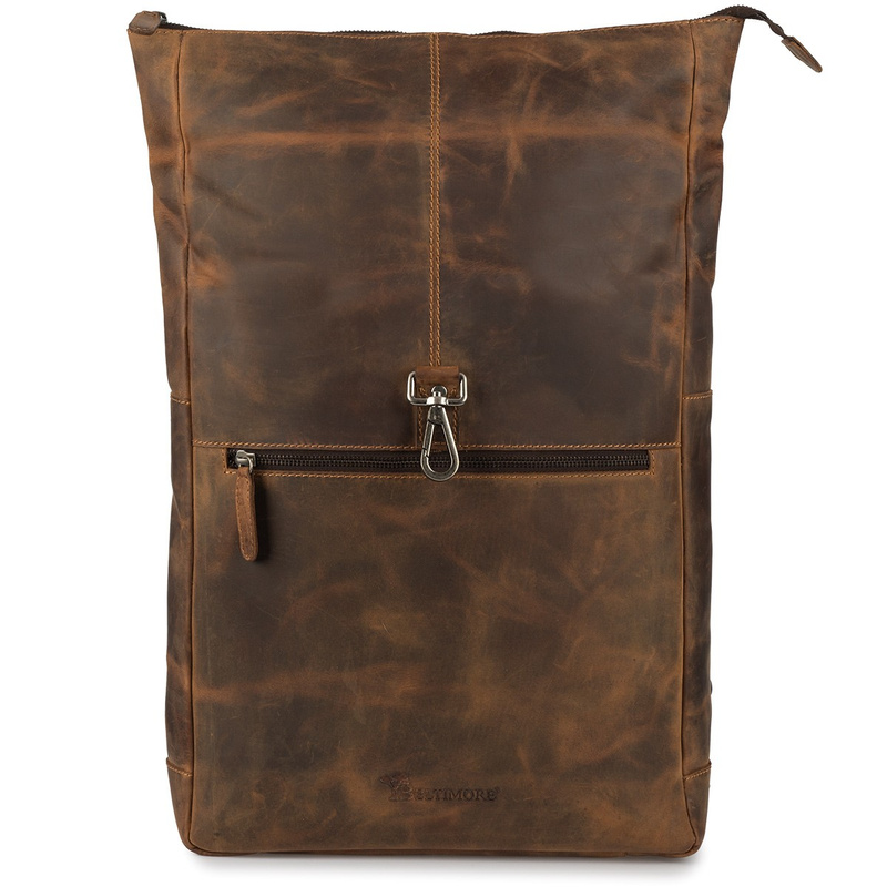 Plecak skórzany na laptopa 15,6 biznesowy duży A4 pojemny brązowy premium Beltimore N19