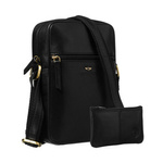 Czarna listonoszka męska ze skóry naturalnej zamykana suwakiem - Peterson