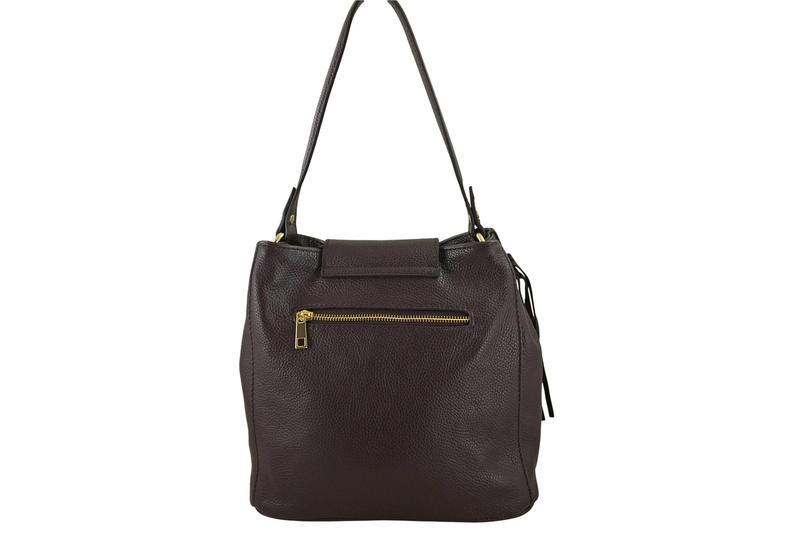 Skórzana torebka boho z frędzlami - Brązowa ciemna