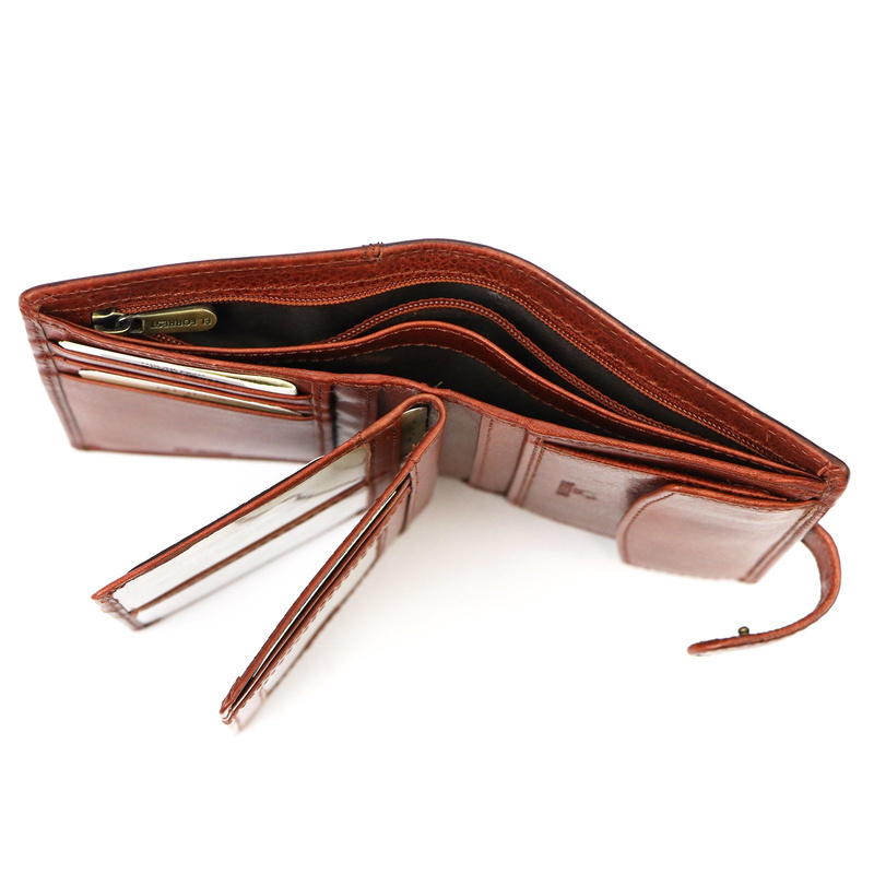 EL FORREST męski portfel pionowy rozbudowany skórzany na zatrzask RFID