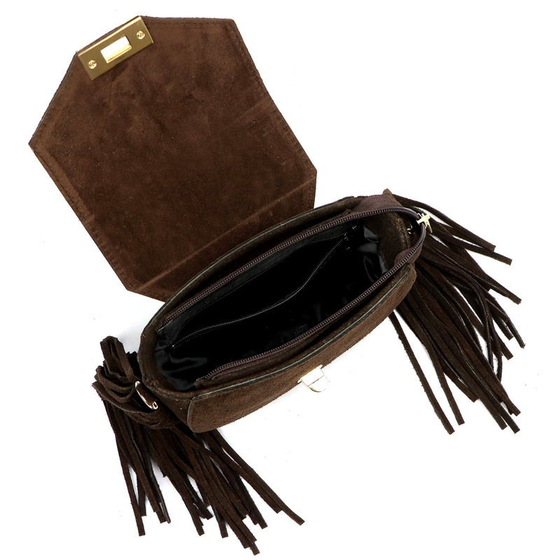 Boho damska skórzana listonoszka z frędzlami torebka na ramię Luka