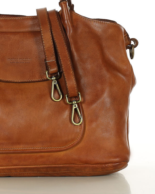 MARCO MAZZINI Torebka skórzana shopper bag ispirato dalla natura brąz