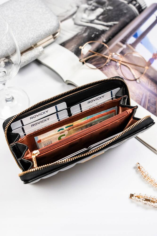 Duży damski pikowany elegancki portfel od Rovicky