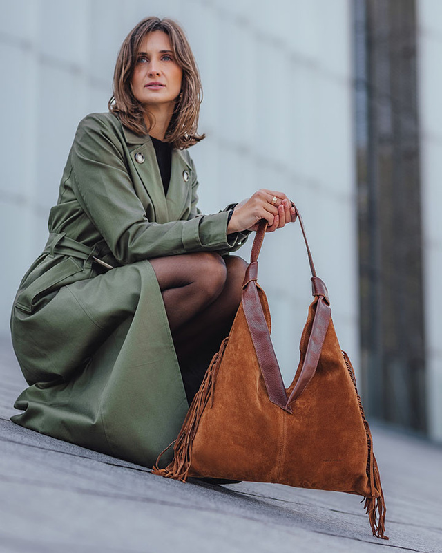 Torebka damska worek hobo bag skóra naturalna - MARCO MAZZINI czarna