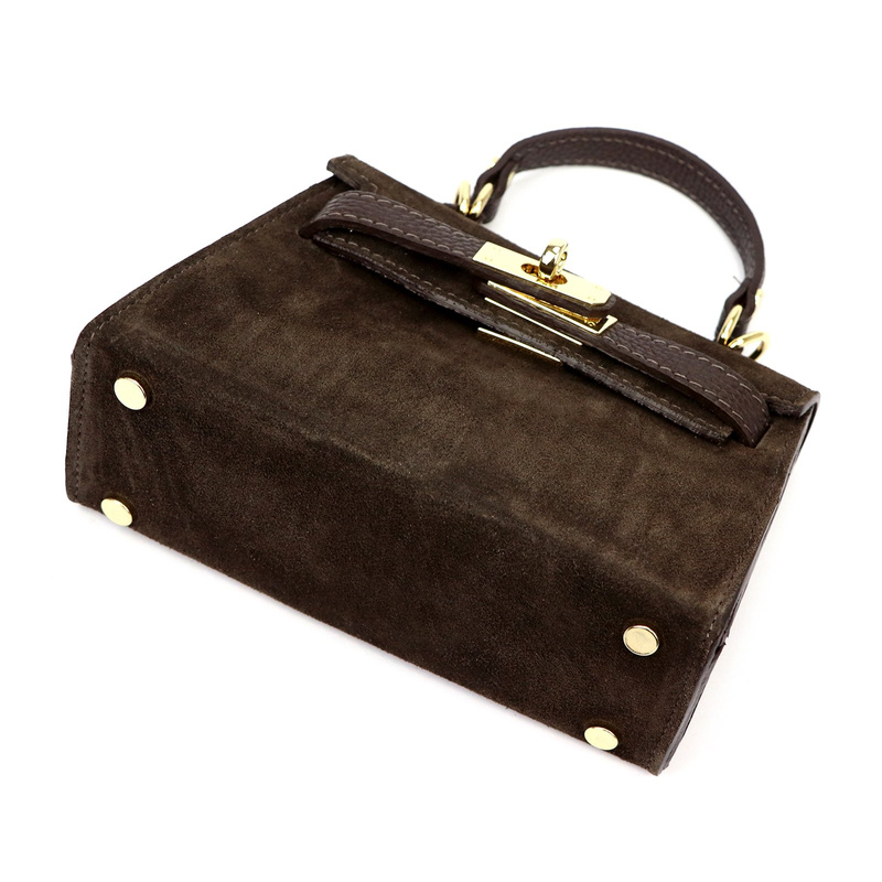 Skórzana Zamszowa damska mała listonoszka torebka na ramię z uchwytem Luka