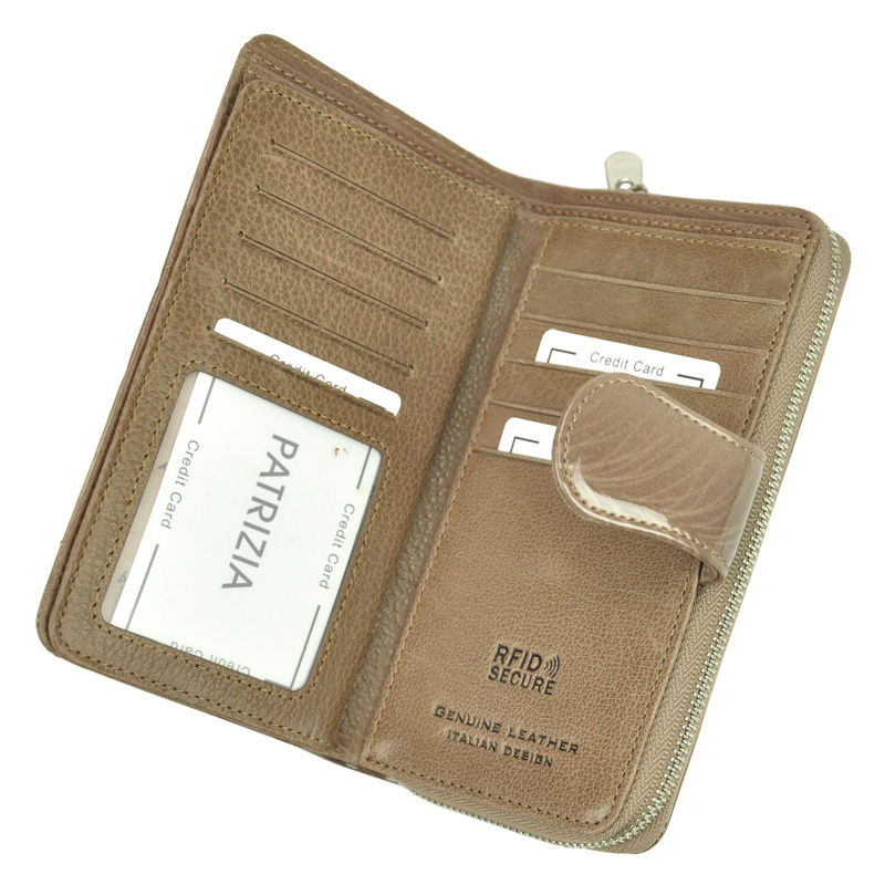 Pionowy duży Skórzany damski portfel PATRIZIA RFID