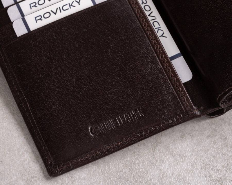 Skórzany stylowy duży rozbudowany Rovicky z RFID