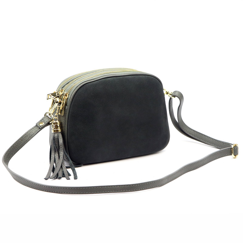 Vera Pelle listonoszka damska skóra naturalna zamsz trzykomorowa kieszenie