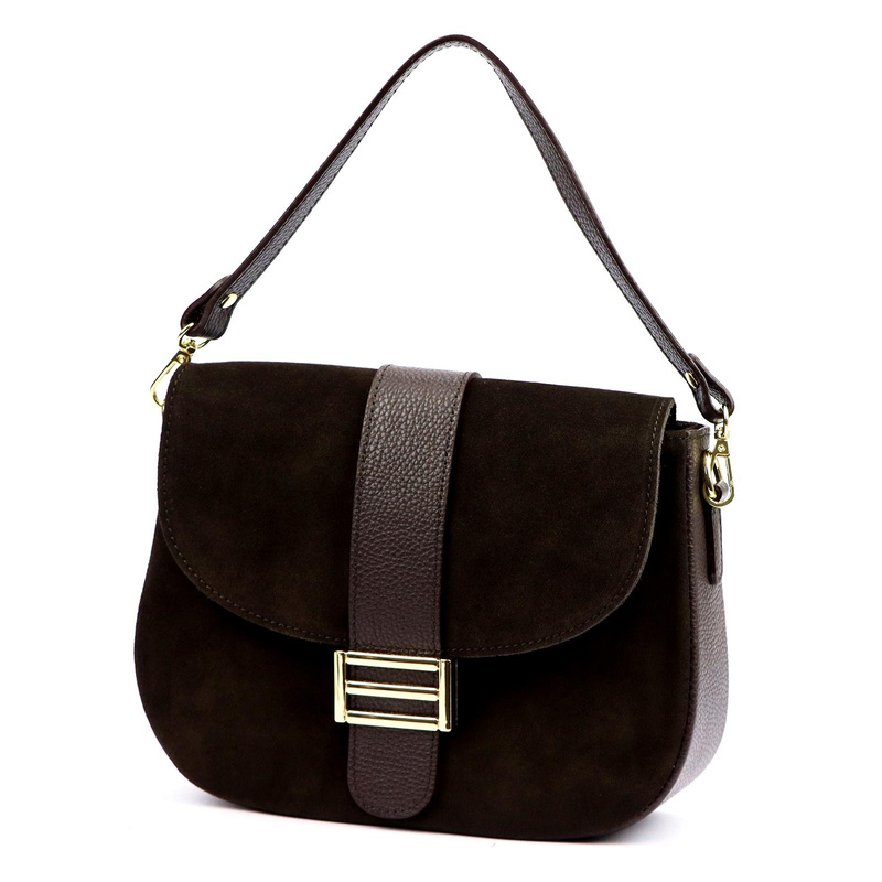 Vera Pelle Damska skórzana listonoszka torebka przez ramię z kieszenią