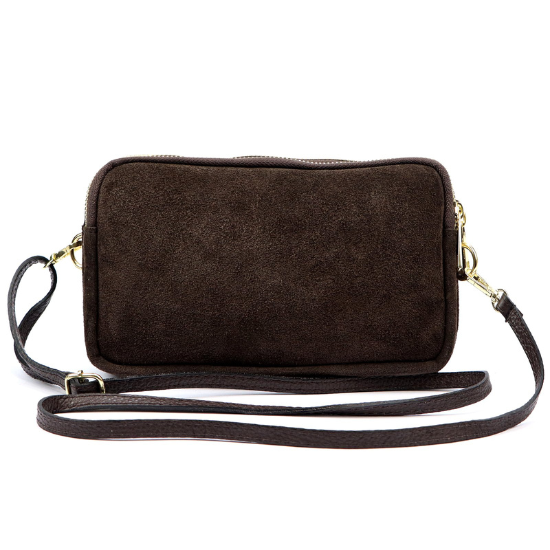 Gregorio damska listonoszka skóra naturalna zamsz trzykomorowa na ramię