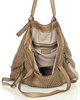Oryginalna torebka pleciona damska skórzany shopper bag - MARCO MAZZINI beż taupe