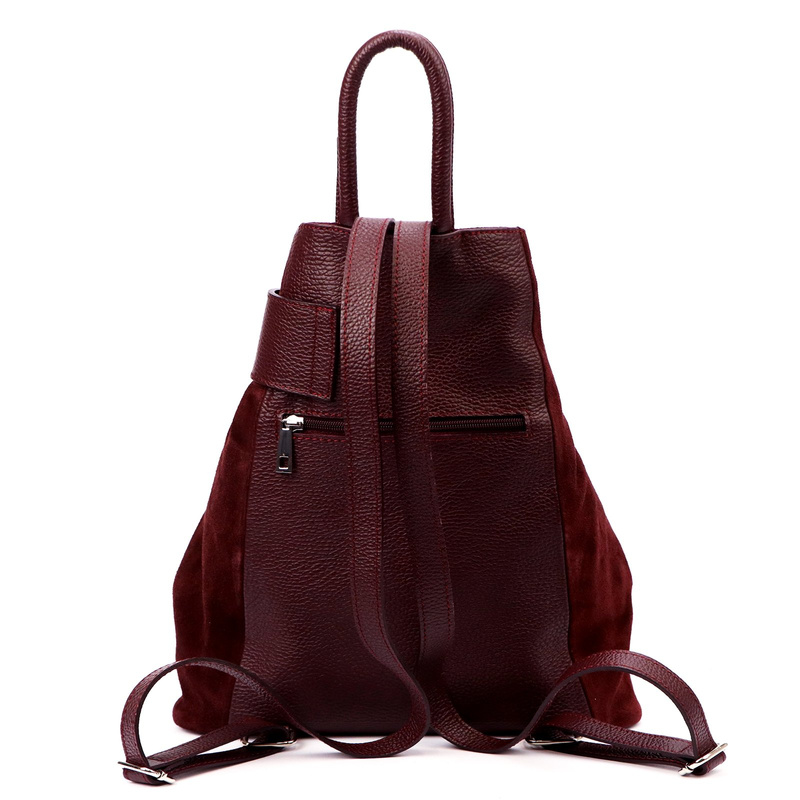 Vera Pelle damski plecak miejski ze skóry naturalnej z kieszeniami