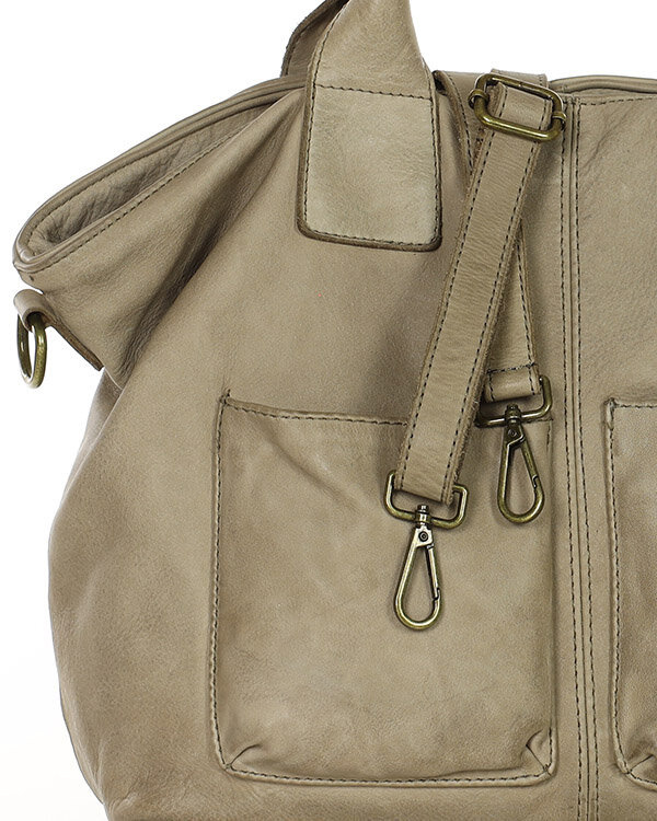 Torebka skórzana shopper bag - MARCO MAZZINI beż taupe