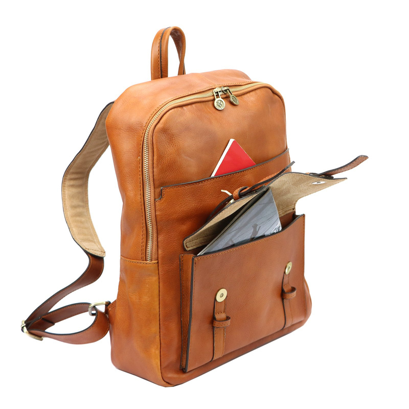 Florence Duży praktyczny damski plecak miejski skóra naturalna kieszenie