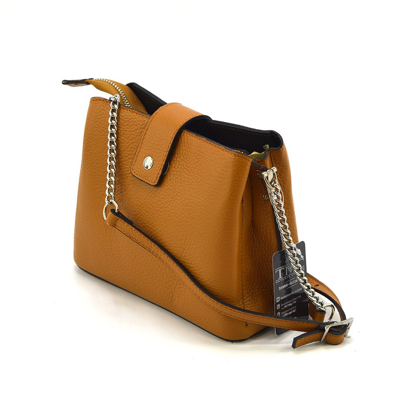 Luka damska listonoszka na ramię skóra naturalna elegancka dwukomorowa