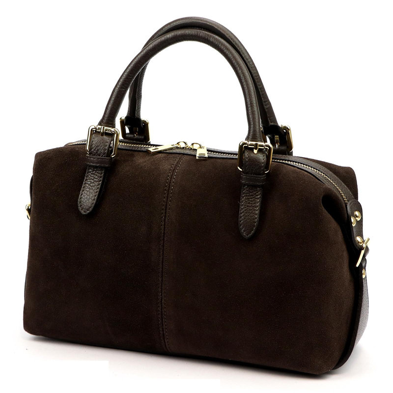 Vera Pelle damska torebka do ręki skóra naturalna kuferek z paskiem