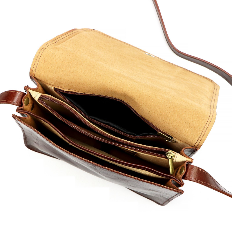 Florence damska listonoszka 3 komory torebka na ramię skóra naturalna