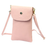 Mała damska listonoszka skórzane etui na telefon z paskiem Gregorio