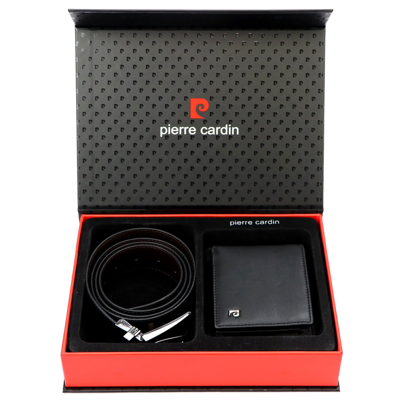 Zestaw Męski Na Prezent Portfel I Pasek Skórzany Czarny Skóra Naturalna