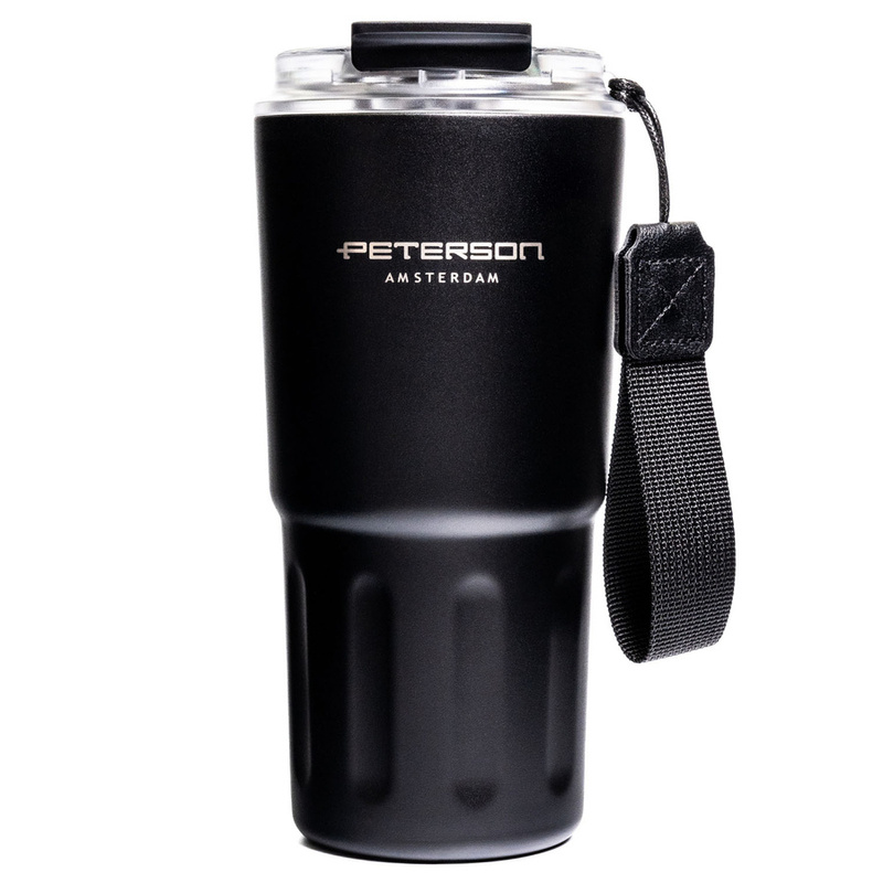 Kubek termiczny ze stali nierdzewnej w czarnym kolorze - Peterson