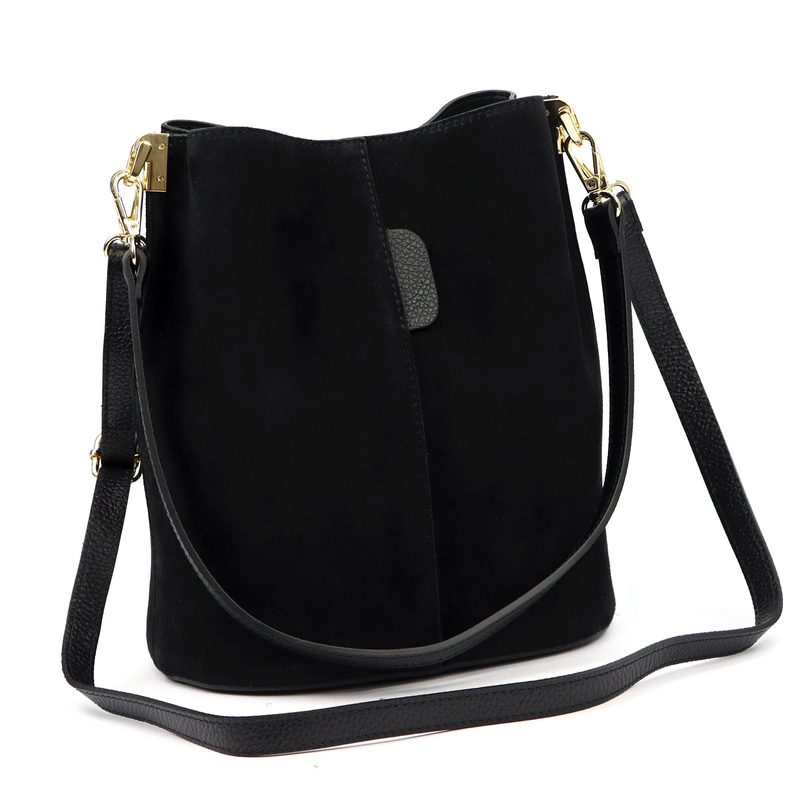 Luka Skórzana Zamszowa damska listonoszka z organizerem torebka przez ramię