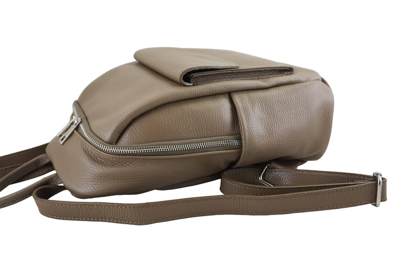 Damski plecak miejski skórzany - Beżowy ciemny