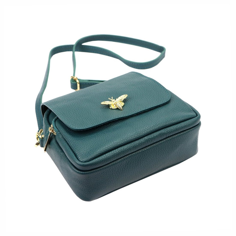 Skórzana zgrabna elegancka damska listonoszka z kieszeniami na ramię Luka