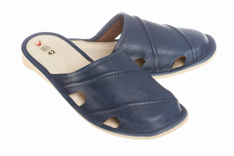 Wójciak Podhale męskie kapcie domowe skóra naturalna klin 1,5 cm wygodne