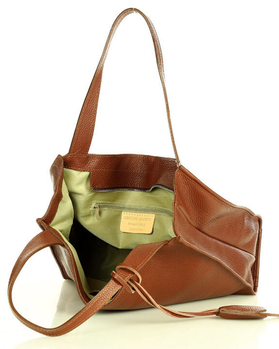 Modna torebka damska skórzany shopper bag - MARCO MAZZINI Portofino Max brąz