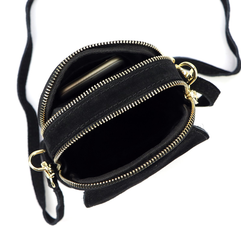 Luka Mała damska dwukomorowa listonoszka skórzana zamszowa przez ramię