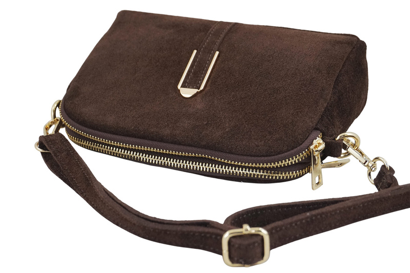 Mała torebka zamszowa wieczorowa - Brązowa