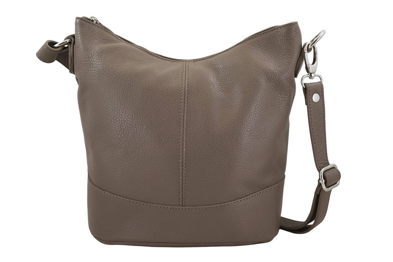 Modna torebka włoska skórzana - Beżowa ciemna