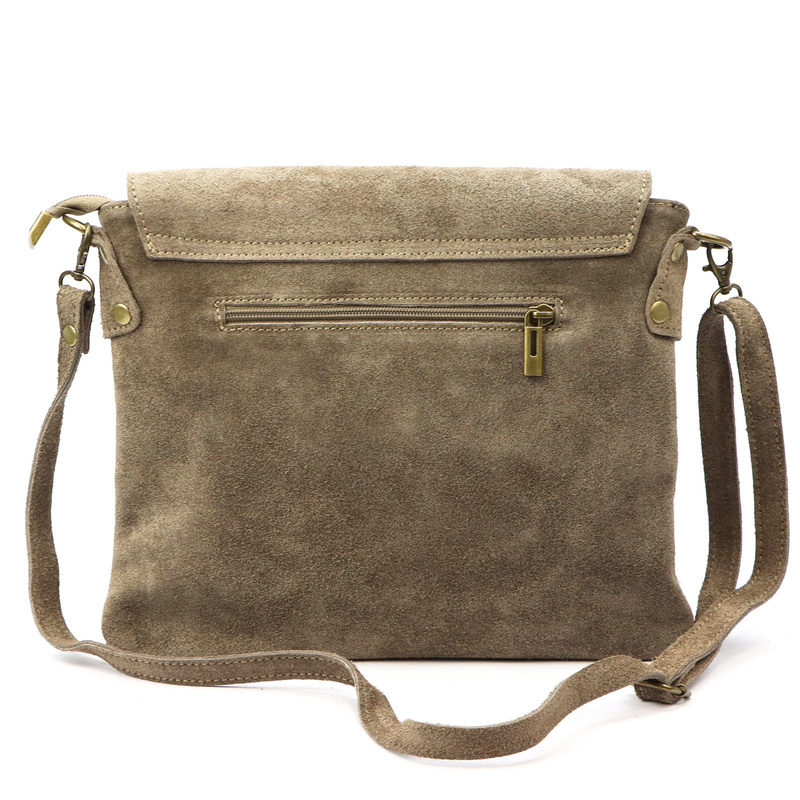 Vera Pelle damska listonoszka skóra naturalna zamsz torebka z kieszeniami