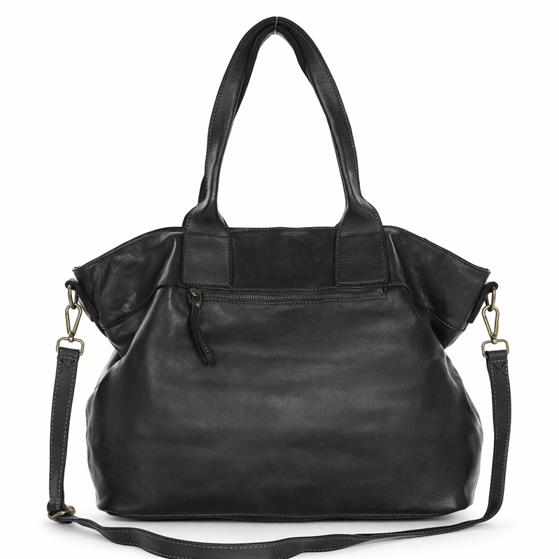 Torebka skórzana shopper bag - MAZZINI czarny