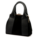 Vera Pelle mały damski kuferek skóra naturalna torebka do ręki z paskiem