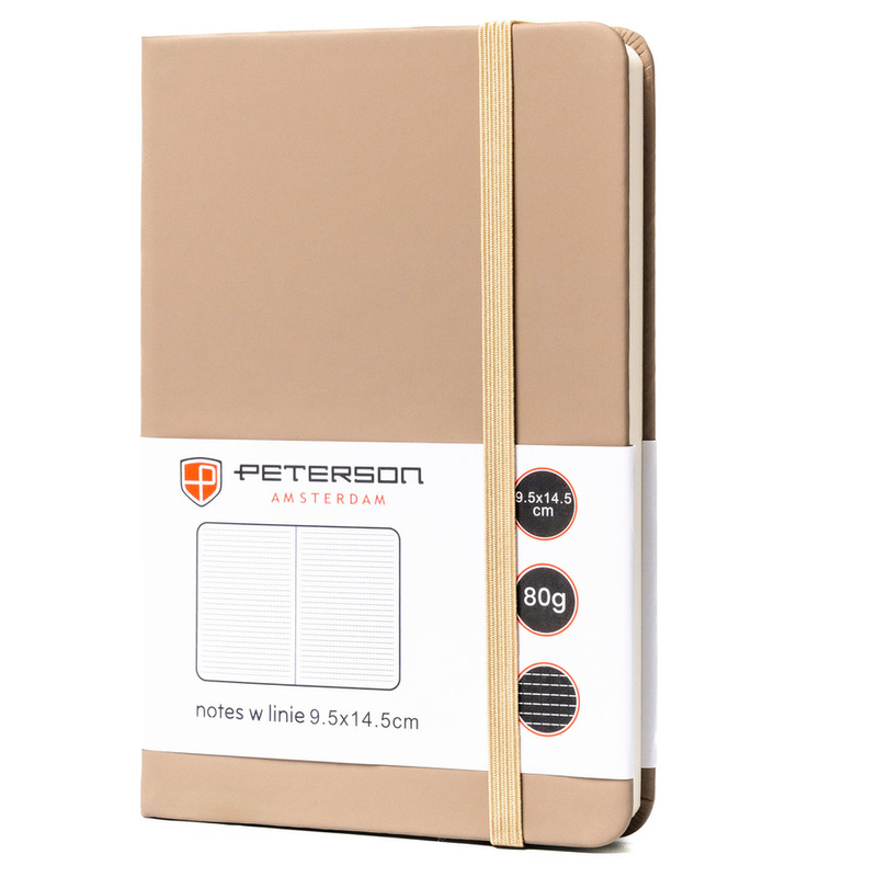 Notes w formacie A6 w kolorze khaki zadrukowany w linie - Peterson