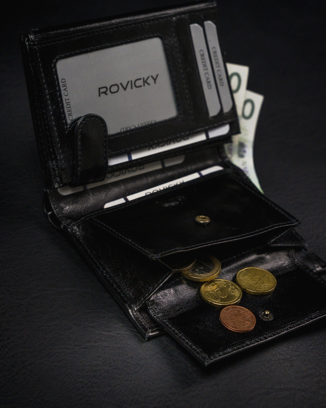Stylowy Skórzany męski duży portfel z RFID Rovicky