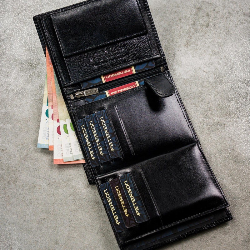 Meski zestaw prezentowy skóra naturalna Peterson PTN SET N4-NGV-BW BLACK